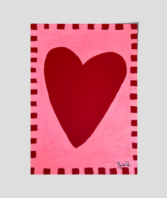 Checked love  - pink and red